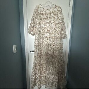 Dainty Jewells Textures Overlay Full Length Quarter Sleeve Maxi Dress